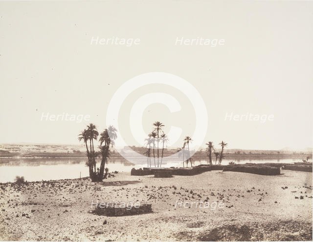 Dakkeh, Village et Rives du Nil, 1851-52. Creator: Félix Teynard.