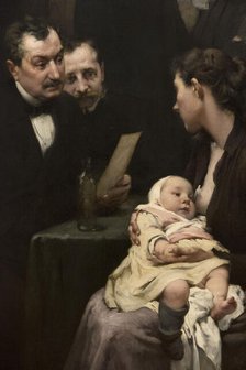 The work of a drop of milk at the Belleville Dispensary (triptych), 1903. Creator: Henry Jules Jean Geoffroy.