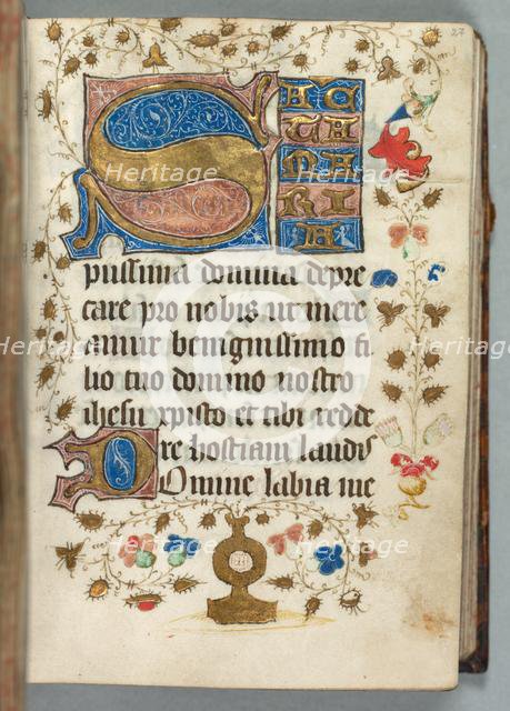 Book of Hours (Use of Metz): Fol. 27r, Decorated Initials, c. 1440. Creator: Unknown.