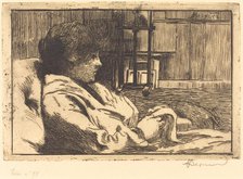 Woman Reading in the Studio (La Lecture dans l'atelier), 1887. Creator: Paul Albert Besnard.