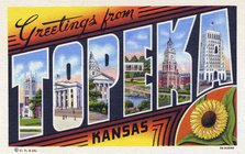 'Greetings from Topeka, Kansas', postcard, 1937. Artist: Unknown