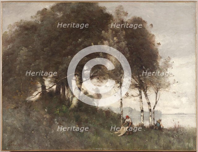 Paysage aux lavandières, after 1870. Creator: Paul-Désiré Trouillebert.