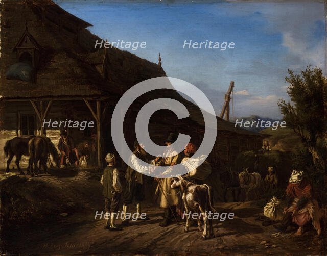 Scene in Front of an Inn, 1867. Creator: Wilhelm Leopolski.