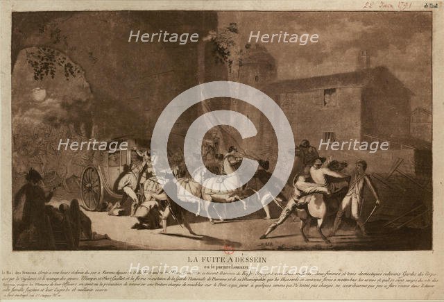 The Flight to Varennes (Fuite à Varennes), 1791. Creator: Guyot, Laurent (1756-1808).