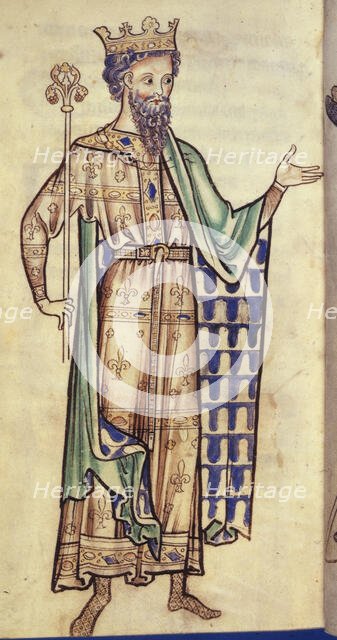 Drawing of a king holding a sceptre, c1250.  Creator: Unknown.