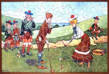 Jigsaw puzzle of golfers, Scottish, c1910-20. Artist: Unknown