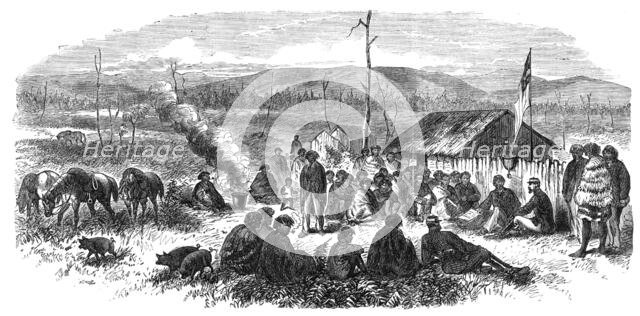 The New Zealand Chief, William Thompson, negotiating with Brigadier-General Carey, 1865. Creator: Unknown.