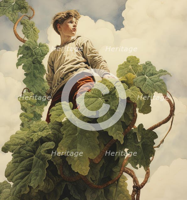 AI Image - Illustration of Jack and the Beanstalk, 2023. Creator: Heritage Images.
