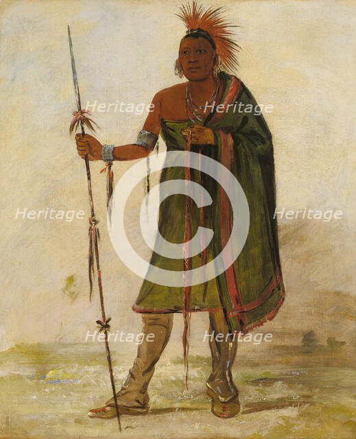 Wash-ím-pe-shee, Madman, a Distinguished Warrior, 1834. Creator: George Catlin.
