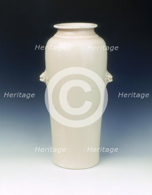 Dehua porcelain vase with lion-head masks, late Ming dynasty, China, 1600-1644. Artist: Unknown