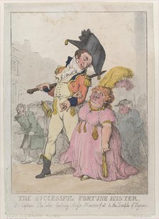 The Successful Fortune Hunter, or Captain Shelalee Leading Miss Marrowfat..., [1802], reissued 1812. Creator: Thomas Rowlandson.
