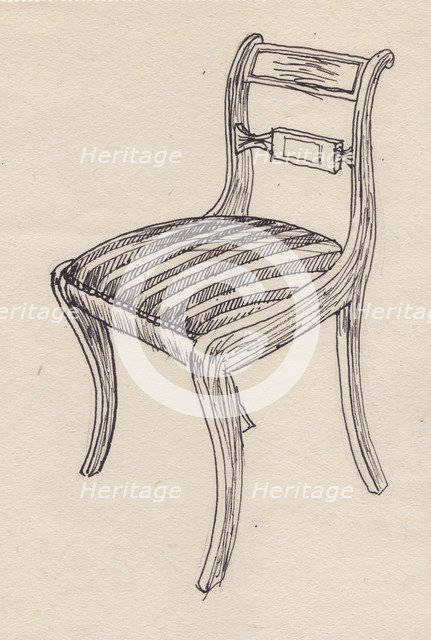 Chair with striped seat, 1951. Creator: Shirley Markham.