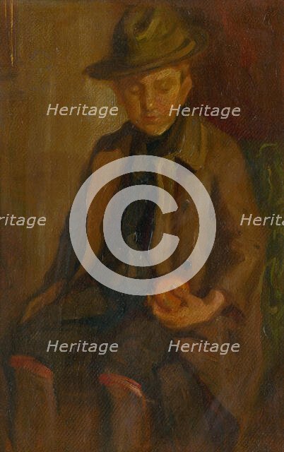 Boy with an Apple, around 1900. Creator: Ludovit Pitthordt.