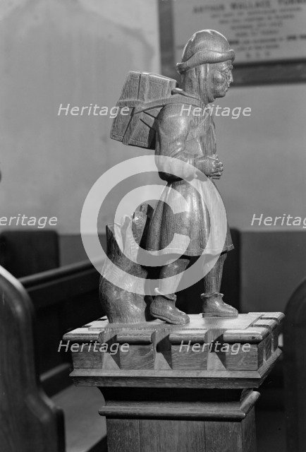 'Pedlar' pew end, Swaffham, Norfolk, 1964. Artist: Laurence Goldman