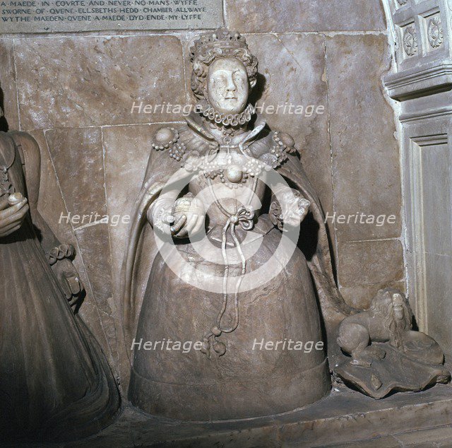 Alabaster statue of Queen Elizabeth I, 16th century. Artist: Unknown