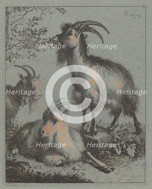 Three Goats, 1758. Creator: Francesco Londonio.