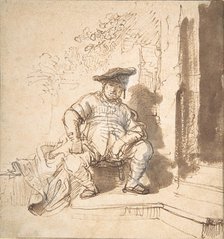 Seated Man Wearing a Flat Cap, 1635-40. Creator: Rembrandt Harmensz van Rijn.