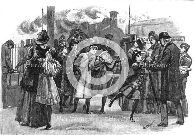 ''Studies of Life and Character at a Railway Station; Home for the Holidays', 1890. Creator: Unknown.