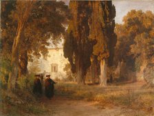 The Monastery Garden, after 1857. Artist: Achenbach, Oswald (1827-1905)