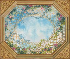 Design for a ceiling painted with clouds, trellises, and roses, second half 19th century. Creators: Jules-Edmond-Charles Lachaise, Eugène-Pierre Gourdet.