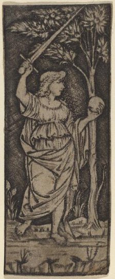 Allegorical Figure: Woman with Sword and Sphere, c. 1490/1510. Creators: Francesco Francia, Peregrino da Cesena.