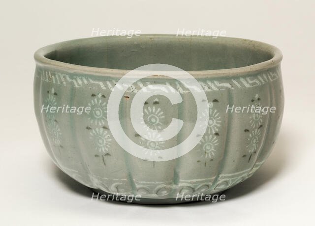 Fluted Bowl with Chrysanthemum Flower Heads, Korea, Goryeo dynasty (918-1392), late 13th century. Creator: Unknown.