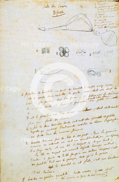 'Drawings of jewels for Salammbô, c1858. Artist: Gustave Flaubert