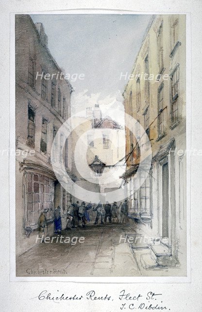 View in Chichester Rents, Fleet Street, City of London, c1850.                    Artist: Thomas Colman Dibdin