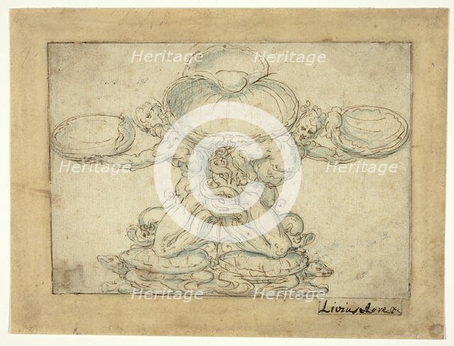 Design for a Salt Cellar or a Table Fountain, 1570-1620. Creator: Livio Agresti da Forlì.