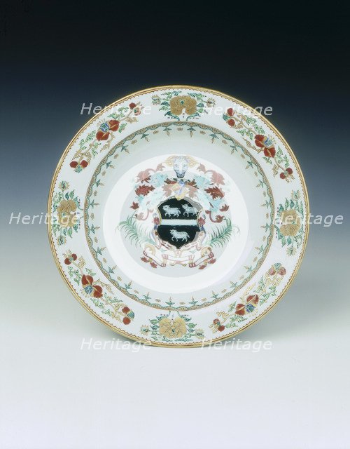 Soup plate with the arms of Lambton, Qing dynasty, China, c1735. Artist: Unknown