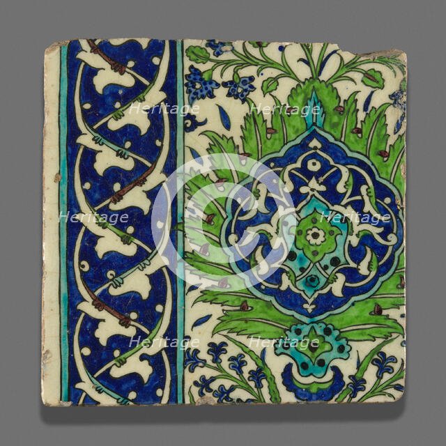 Tile, Ottoman dynasty (1299-1923), 16th or 17th century. Creator: Unknown.