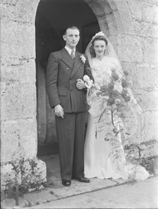 Bride and groom, c1935. Creator: Kirk & Sons of Cowes.