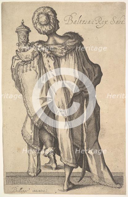 Balthasar, after figure in "The Adoration of the Magi" by Jacques Bellange, ca. 1610-50. Creator: Matthaus Merian.