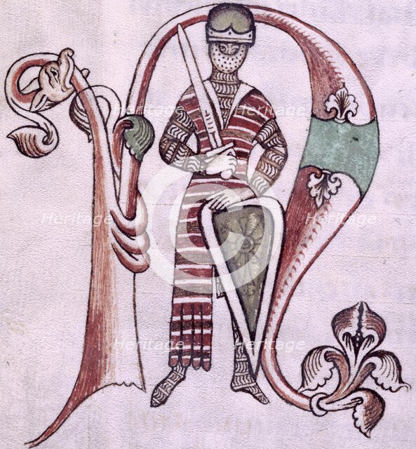 Knight with sword and shield, 12th-13th century. Creator: Unknown.