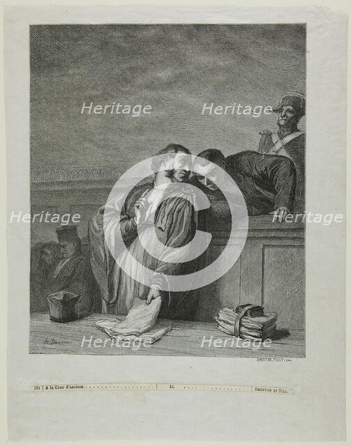 À la cour d'assises: L'avocat, debout, s'entretenant avec l'accusé, 1878. Creator: Burn Smeeton.