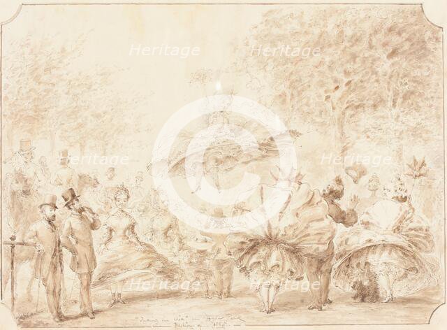Taking the Air in Hyde Park [verso], 1865. Creator: George Cruikshank.