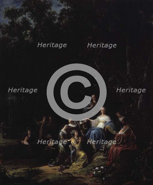 Amarillis crowning Mirtillo (scene from the pastoral play Il Pastor Fido), 1610-1675. Creator: Jacob Willemsz de Wet the elder.