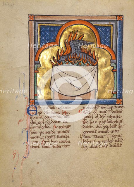 A Phoenix; Bestiary, about 1270. Creator: Unknown.