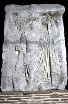 Jove, (Jupiter), detail of Pillar of the Boatmen of Paris, Romano-Celtic (Gallic), AD14-37. Artist: Unknown.