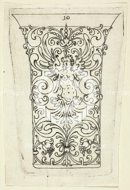 Plate 10, from twenty ornamental designs for goblets and beakers, 1604. Creator: Master AP.