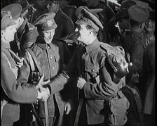 Scene from the Short Silent Feature Film 'Poppies of Flanders'. A Group of Male Actors..., 1920s. Creator: British Pathe Ltd.