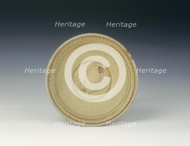 Sankampaeng stoneware dish with double fish decoration, Northern Thailand, 14th-15th century. Artist: Unknown