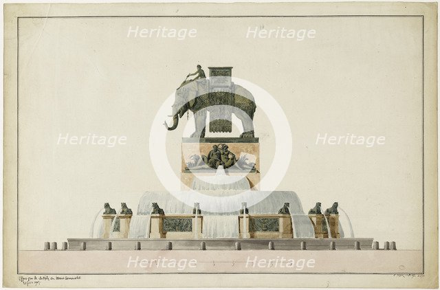 Project of the Elephant Fountain at the Place de la Bastille, ca 1809-1819.