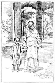 'Entrance to the British Legation, Pekin. The oldest servant and his son', 1900. Artist: Unknown.