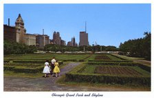 Grant Park and city skyline, Chicago, Illinois, USA, 1959. Artist: Unknown