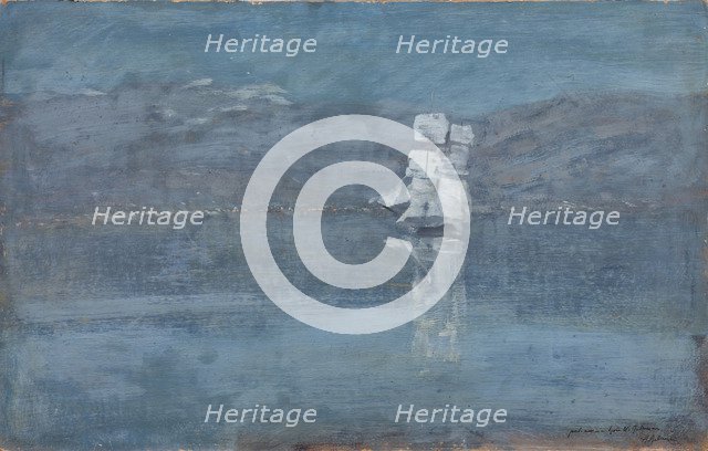 Ladscape with a Sailing Boat, End 1890s. Artist: Levitan, Isaak Ilyich (1860-1900)