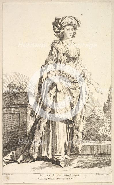 Dame de Constantinople, from Recueil de diverses fig.res étrangeres Inventées par ..., 18th century. Creator: Simon François Ravenet.