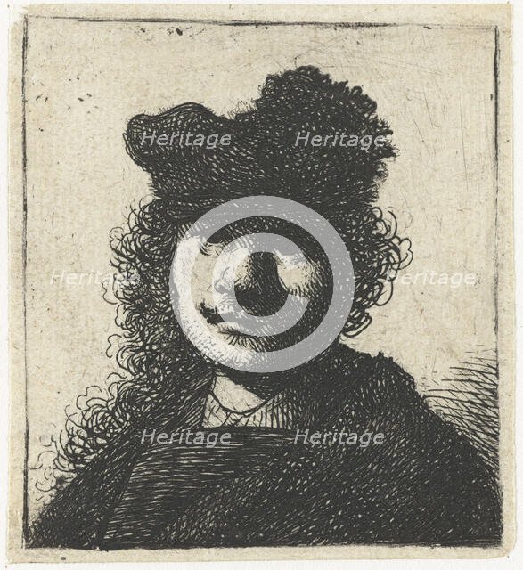 Self-Portrait in Cap and Dark Cloak: Bust, ca 1631. Creator: Rembrandt van Rhijn (1606-1669).