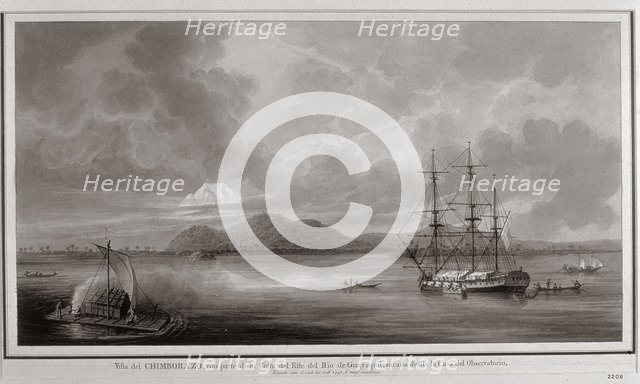 Malaspina Expedition, drawing of the river of Manila.