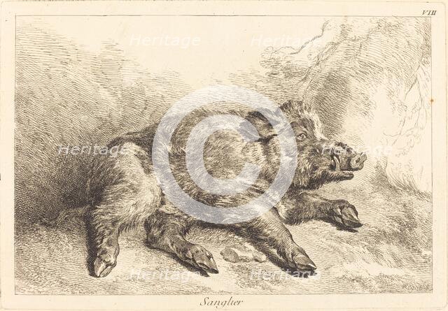 Sanglier (Wild Boar Lying Down, Head to the Right). Creator: Jacques Philippe Le Bas.